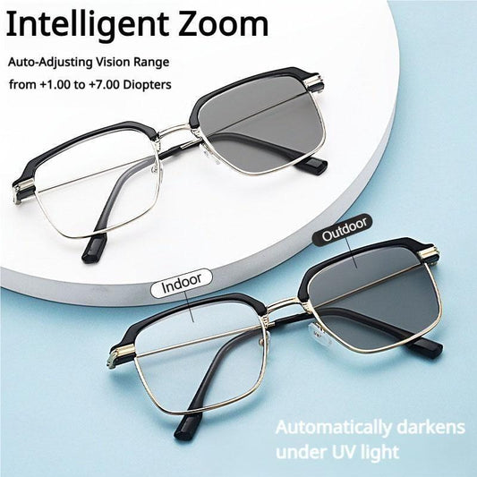 200 Degree Smart Zoom Frameless Reading Glasses for Men & Women - High-Definition Vision, Blue Light Filter, Ergonomic Design with Soft Silicone Nose Pads